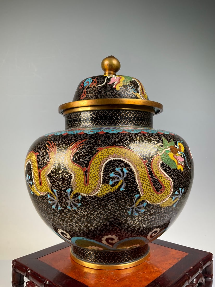 An Exquisite Cloisonne Dragon Pattern Flower Pattern Tea Caddy - 3