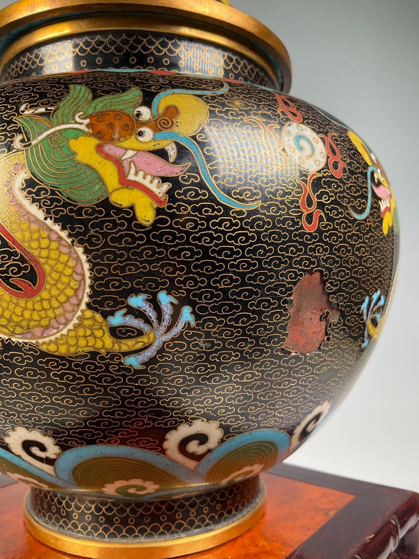 An Exquisite Cloisonne Dragon Pattern Flower Pattern Tea Caddy - 6