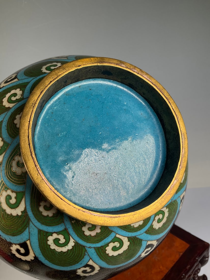 An Exquisite Cloisonne Dragon Pattern Flower Pattern Tea Caddy - 9
