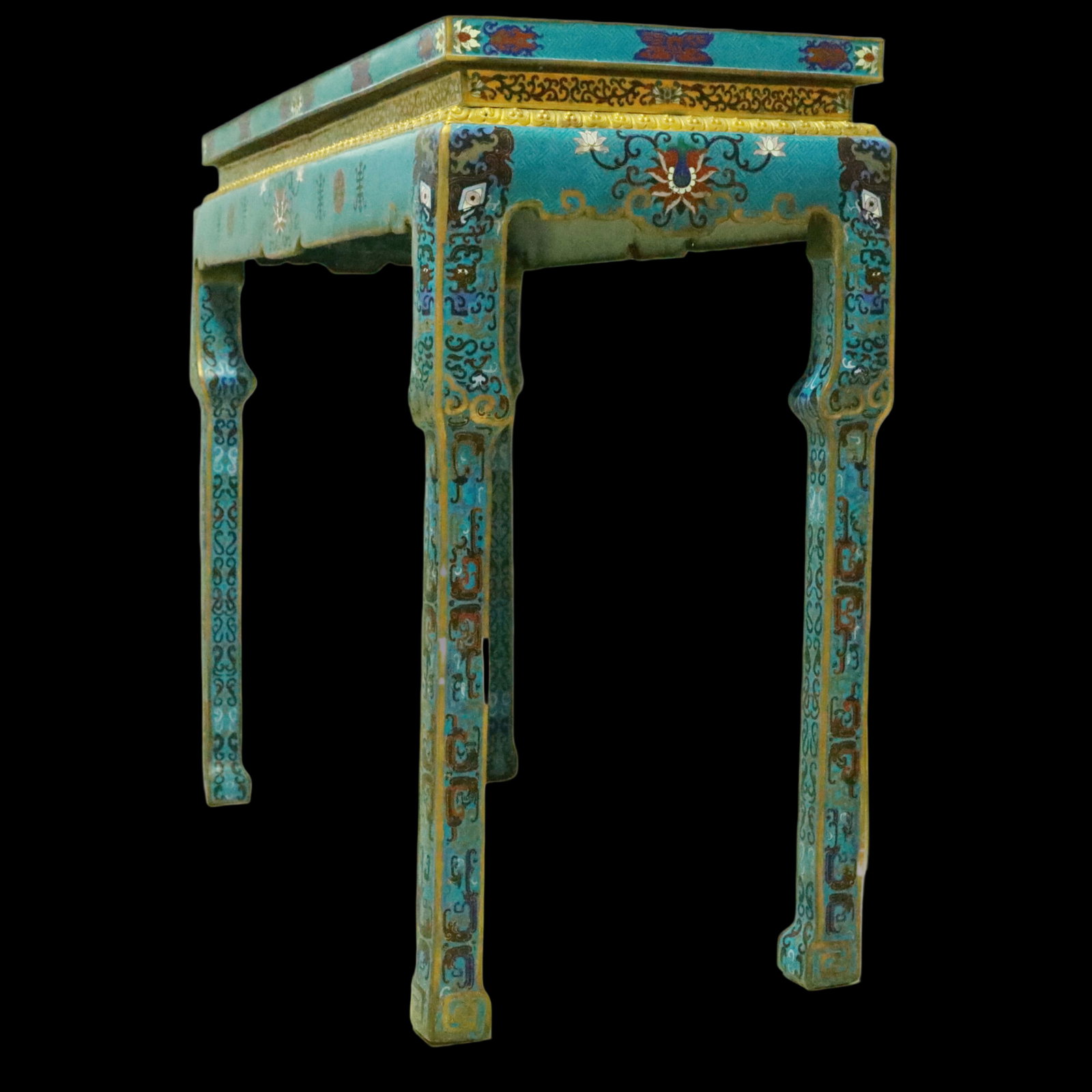 An Exquisite Cloisonne Beast-Face Pattern Bats and Peach Pattern Eight Treasures Pattern Table - 10