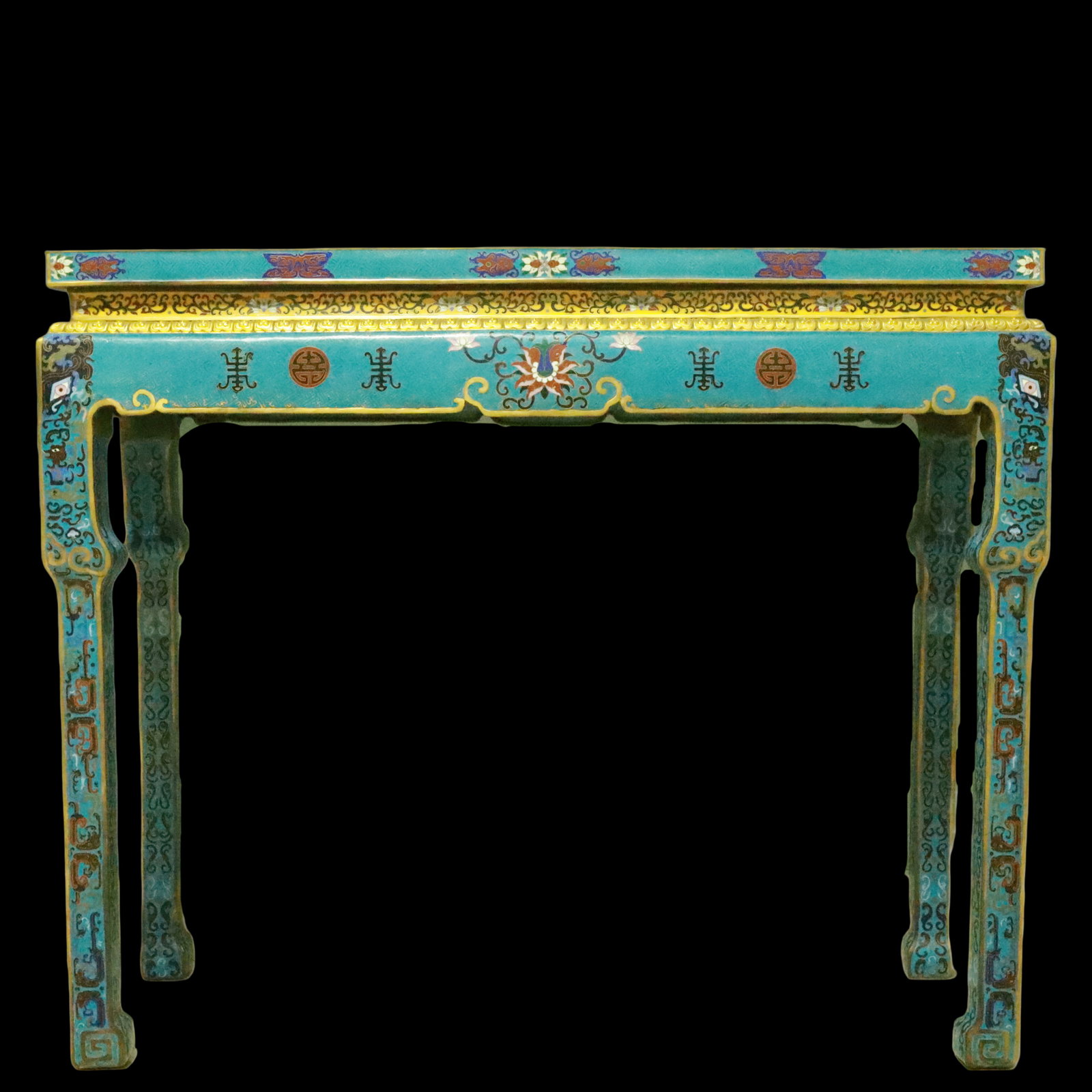 An Exquisite Cloisonne Beast-Face Pattern Bats and Peach Pattern Eight Treasures Pattern Table - 14