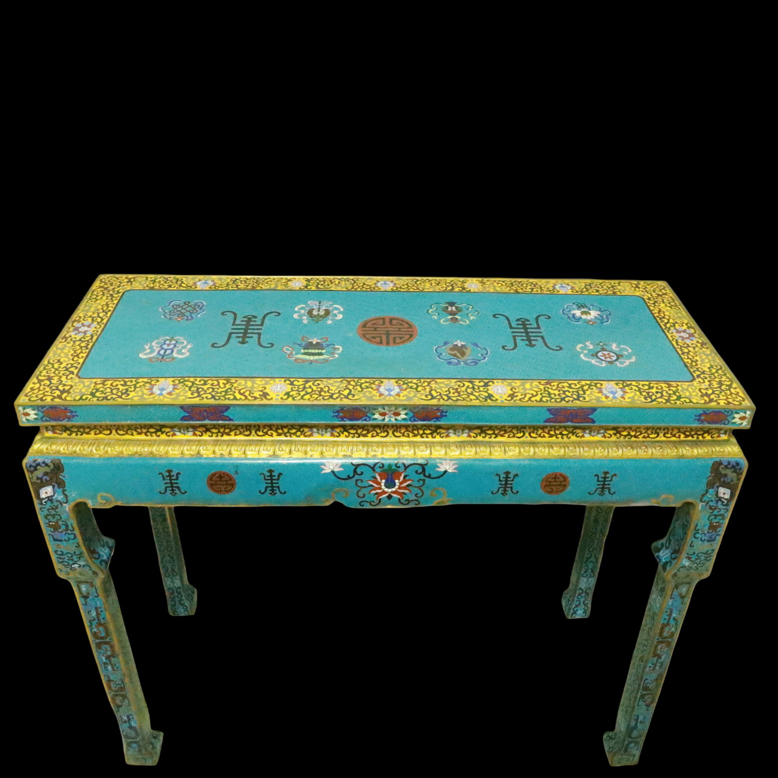 An Exquisite Cloisonne Beast-Face Pattern Bats and Peach Pattern Eight Treasures Pattern Table - 2