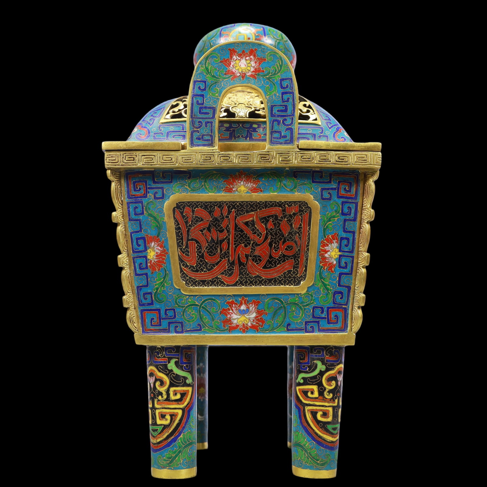 A Exquisite Cloisonne Lotus Pattern Double-Ears Censer - 5