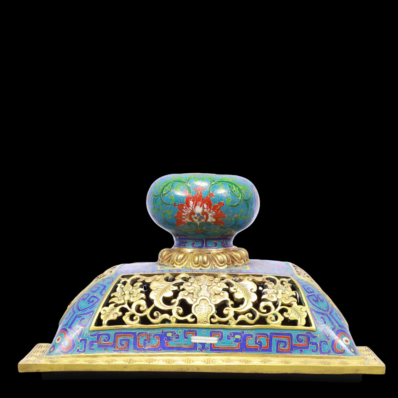 A Exquisite Cloisonne Lotus Pattern Double-Ears Censer - 8