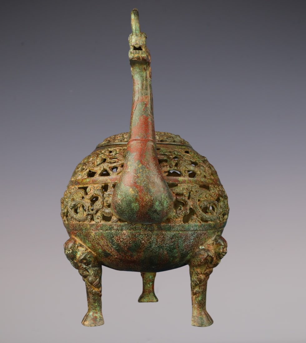 An Exquisite Bronze Auspicious Beast Pattern Tripod Censer - 5
