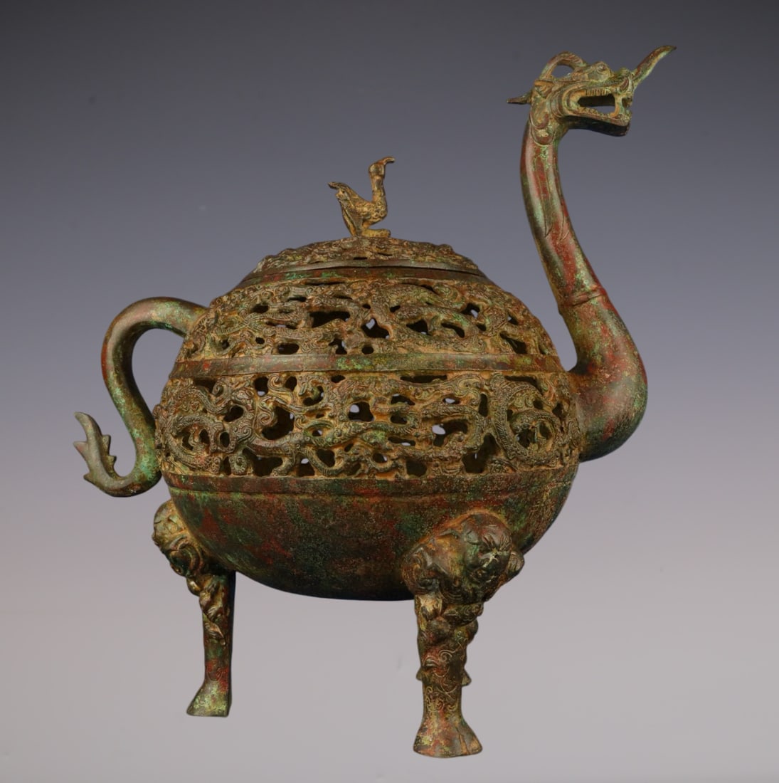 An Exquisite Bronze Auspicious Beast Pattern Tripod Censer - 6