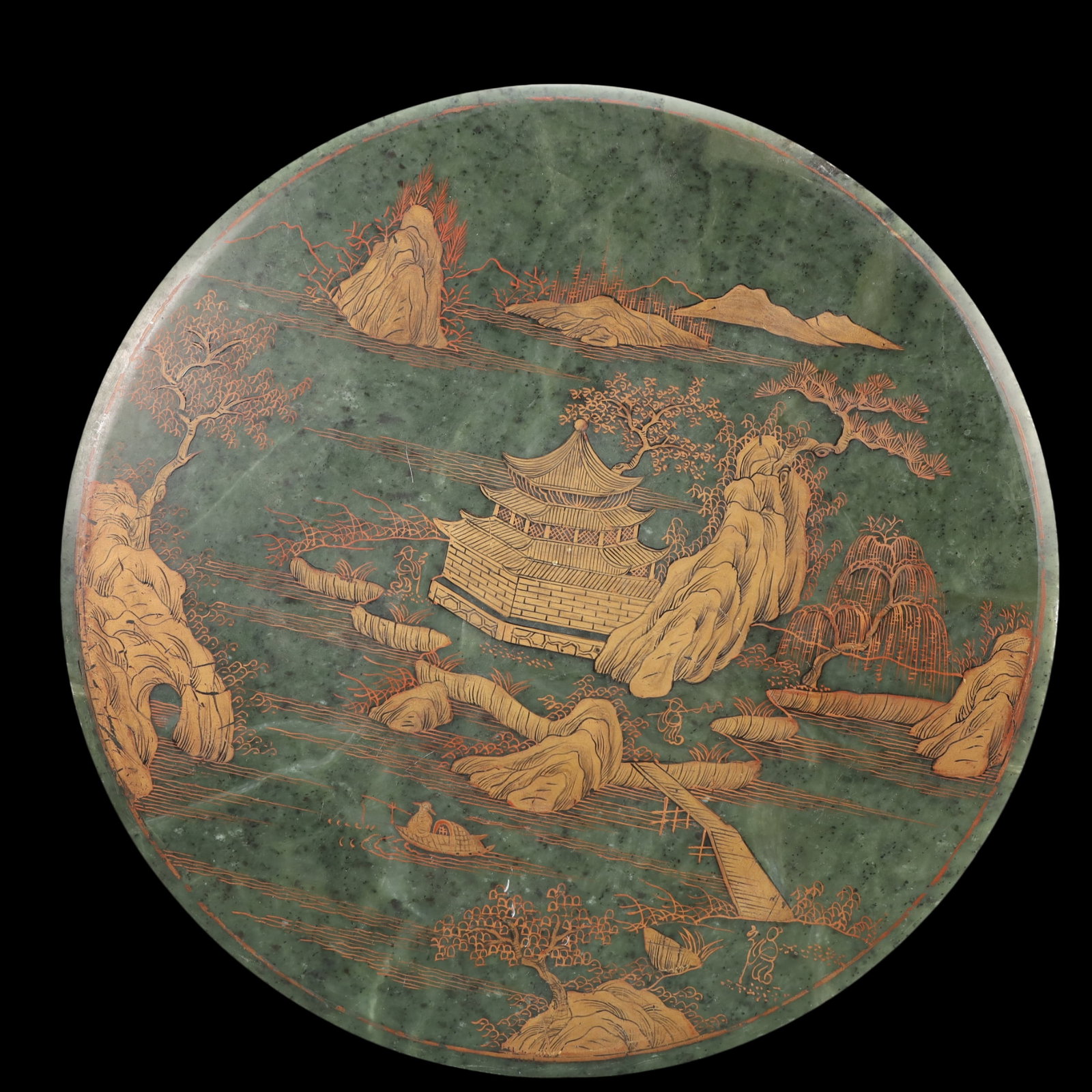 A Exquisite Cloisonne Lotus Pattern Pine and Crane Pattern Landscape Pattern Screen - 10