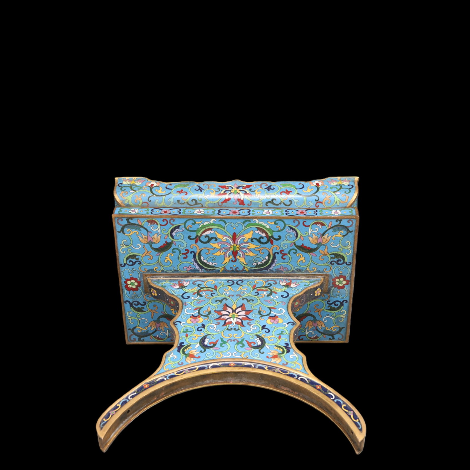 A Exquisite Cloisonne Lotus Pattern Pine and Crane Pattern Landscape Pattern Screen - 11