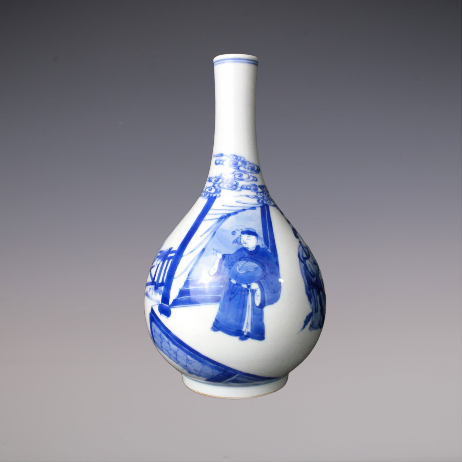 An Exquisite Blue and White Character and Story Pattern Vase: An Exquisite Blue and White Character and Story Pattern Vase Qing Dynasty, China Kangxi Six-character Mark Size:23.5cmx7.5cm (The Dimensions Of All Batches Are Manually Measured.If You Need More