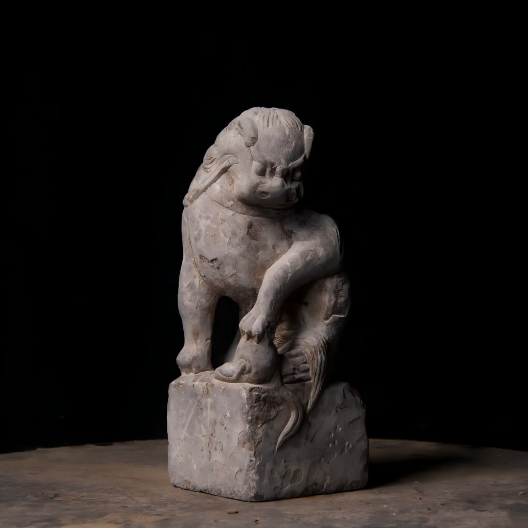 A Qing Dynasty bluestone stone carved beast - 2