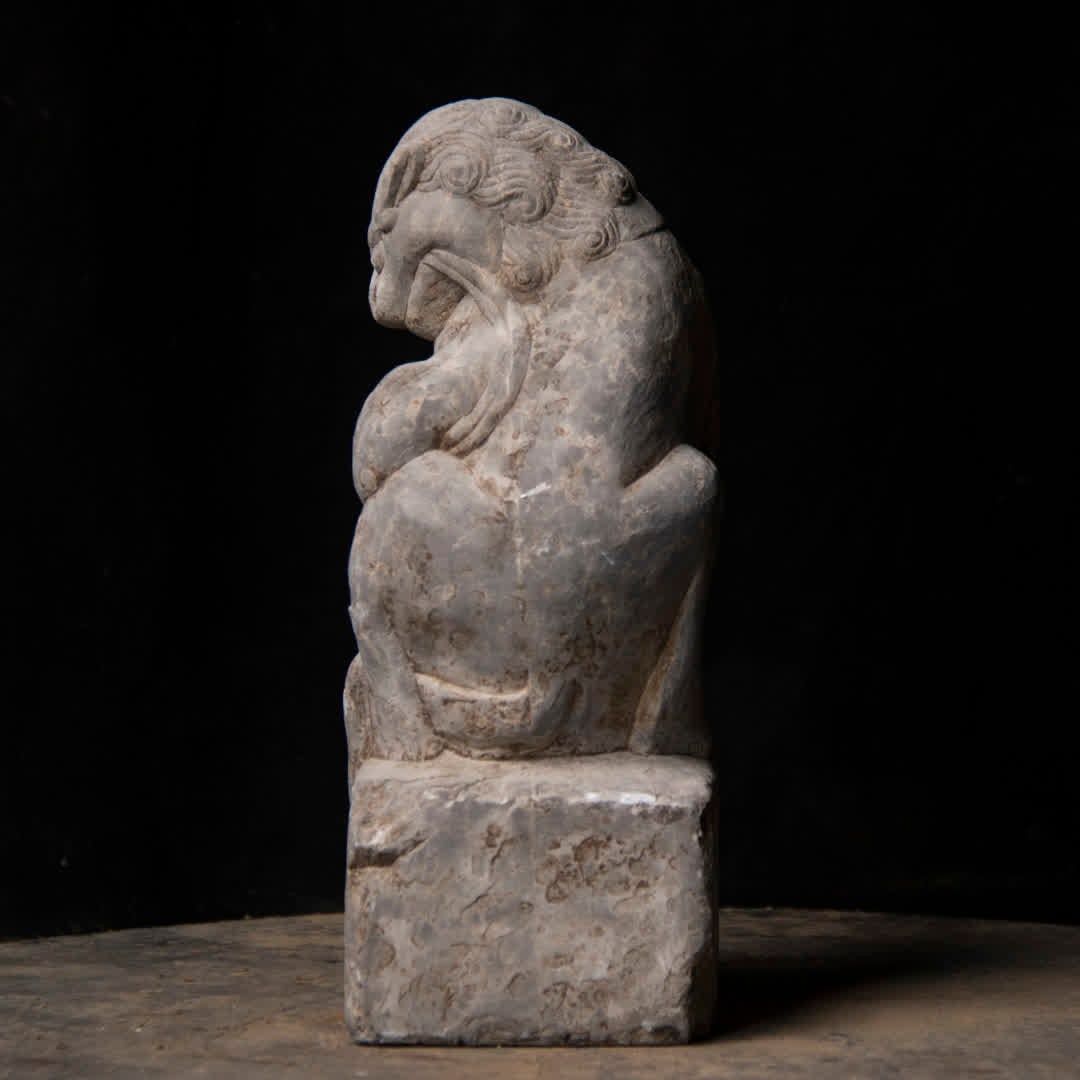 A Qing Dynasty bluestone stone carved beast - 5