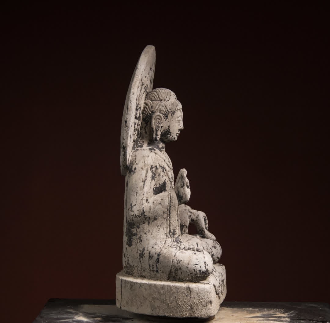 A Ming Dynasty bluestone seated Buddha - 7