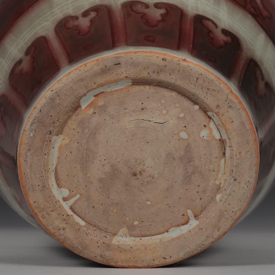 A Yuan Dynasty glazed red dragon pattern lid jar - 9