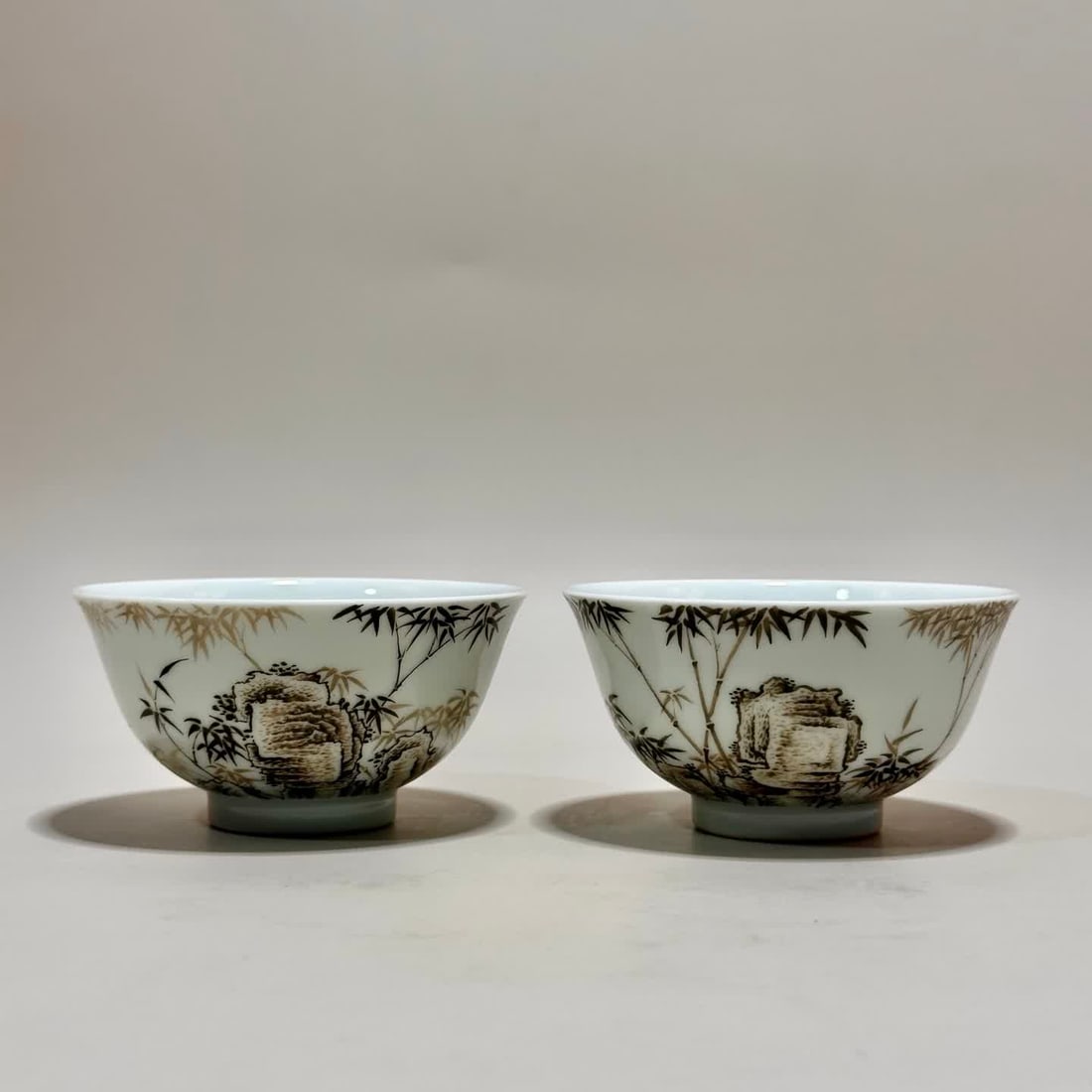 A Yongzheng year ink color bamboo stone cup: Yongzheng year ink color bamboo stone cup SIZE: H: 4.5cm MouthD: 8.4cm Bottom diameter 3.5cm (The Dimensions Of All Batches Are Manually Measured.If You Need More Detailed Information, Please Contact