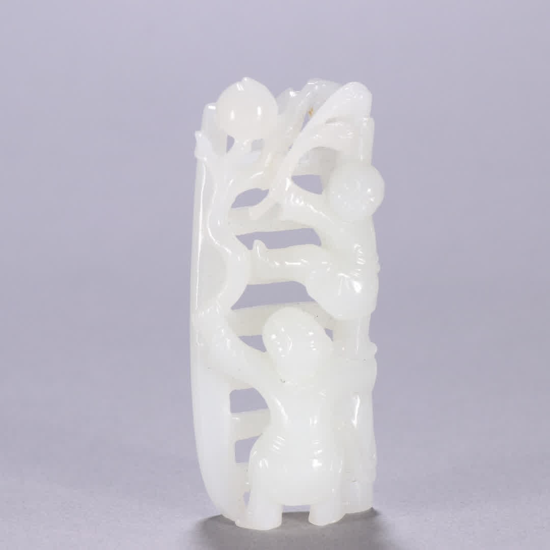 A carving of Hetian jade in the Qing Dynasty: Qing Dynasty Hetian jade carved with many children and many blessings SIZE: H:7.8cm W:3.2cm W:53.2g (The Dimensions Of All Batches Are Manually Measured.If You Need More Detailed Information, Please