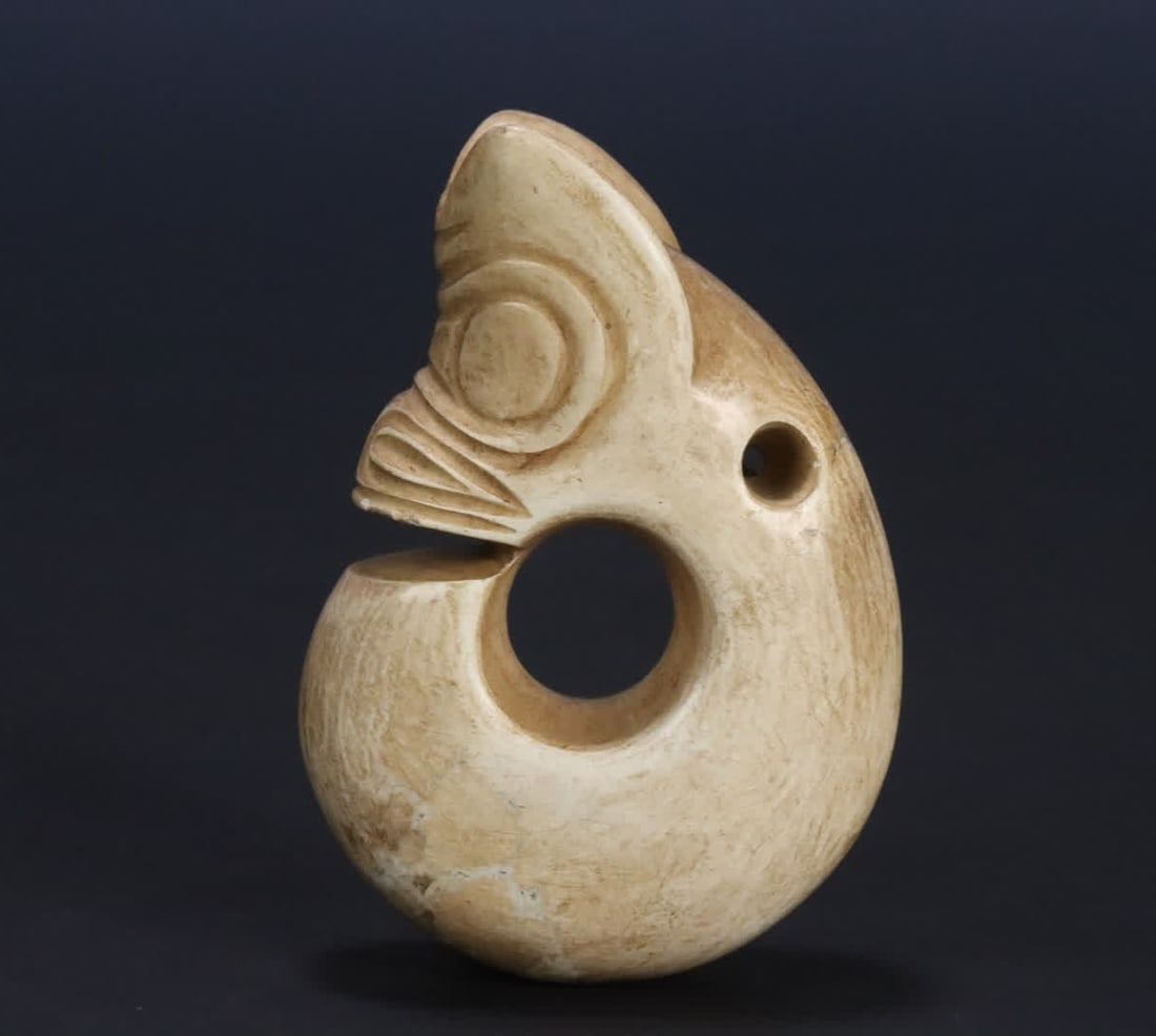 A piece of Hongshan culture chicken bone white ancient jade pig dragon (1 of 9)