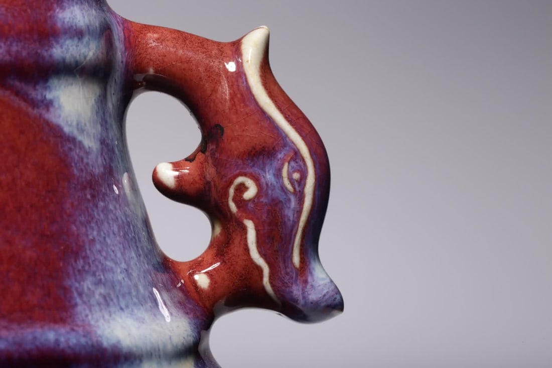 A Qing Dynasty kiln changed glazed amphora - 6