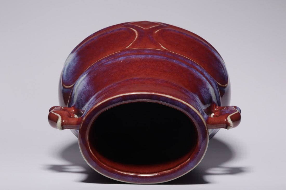 A Qing Dynasty kiln changed glazed amphora - 7