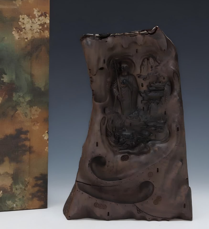 A piece of agarwood inverted incense Ksitigarbha Bodhisattva: Agarwood is pouring incense Ksitigarbha Bodhisattva SIZE: L:20.5cm W:6cm H:30.5cm (The Dimensions Of All Batches Are Manually Measured.If You Need More Detailed Information, Please Contact Our Custome