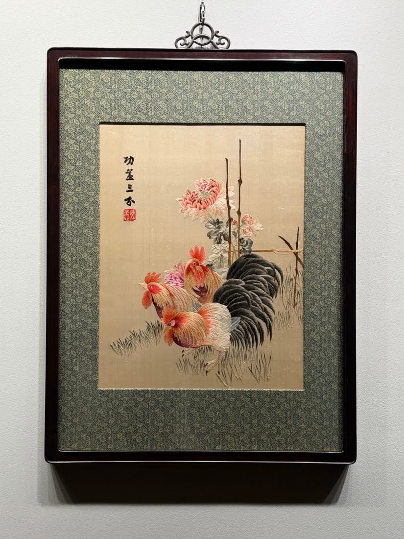 A Republic of China high-quality Hunan embroidery is covered with three points: Republic of China high-quality Hunan embroidery is covered with three points SIZE: 68x51cm (The Dimensions Of All Batches Are Manually Measured.If You Need More Detailed Information, Please Contact Ou