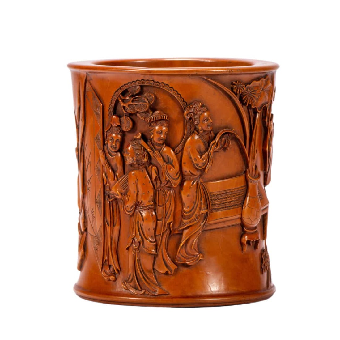 A boxwood figure pen holder of the Qing Dynasty (1 of 9)