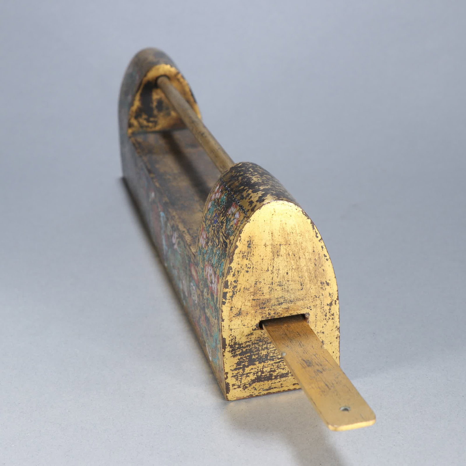 A Qing Dynasty copper gilt painting enamel double happiness pattern rectangular lock - 6