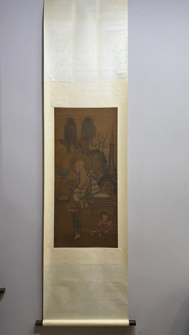 A picture of Lu Han in the Tang Dynasty: Tang Dynasty Lu Lenga's Arhat Picture SIZE: Painting core46x102cm (The Dimensions Of All Batches Are Manually Measured.If You Need More Detailed Information, Please Contact Our Customer Service
