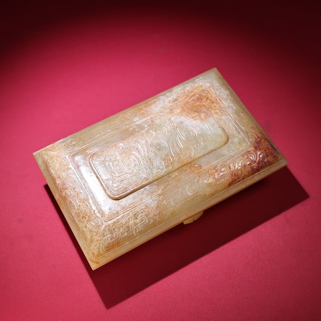 A Han Dynasty white jade square box - 5