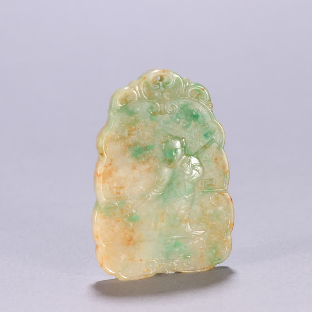 A Qing Dynasty jade character story is listed: Qing Dynasty jade character story listing SIZE: H:6.1cm W:4.3cm W:27.4g (The Dimensions Of All Batches Are Manually Measured.If You Need More Detailed Information, Please Contact Our Customer Service