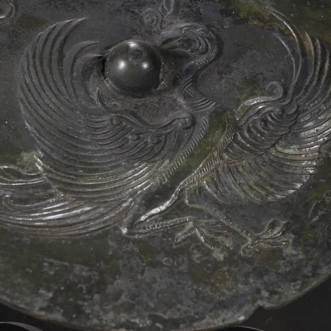 A Tang phoenix pattern bronze mirror - 2