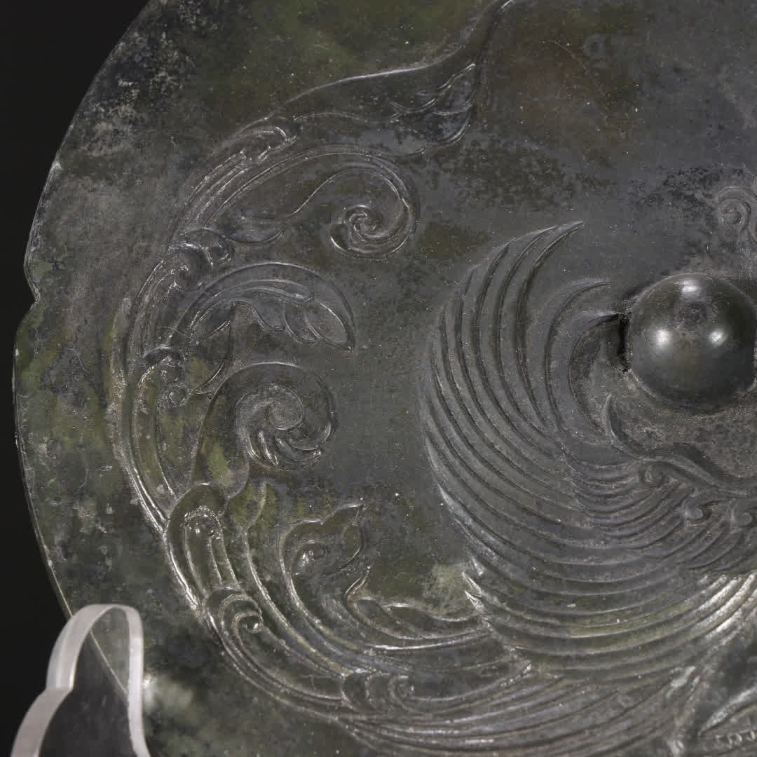 A Tang phoenix pattern bronze mirror - 4