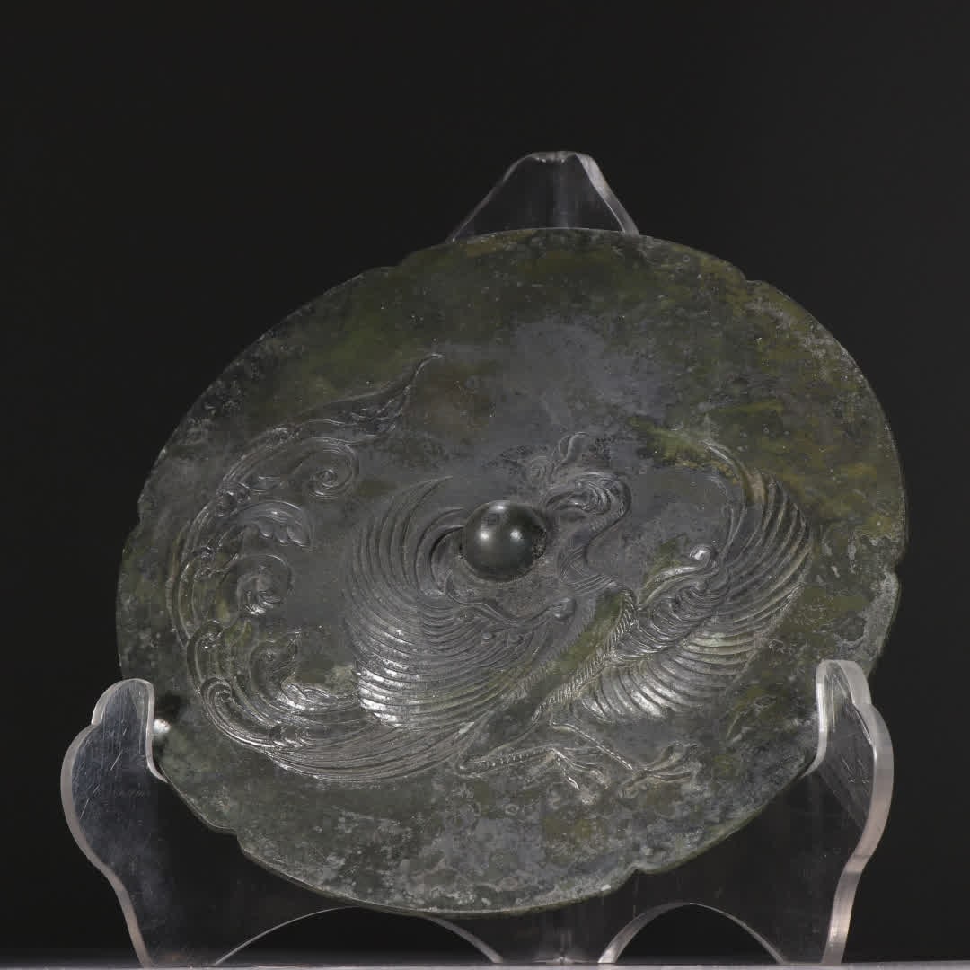 A Tang phoenix pattern bronze mirror - 5