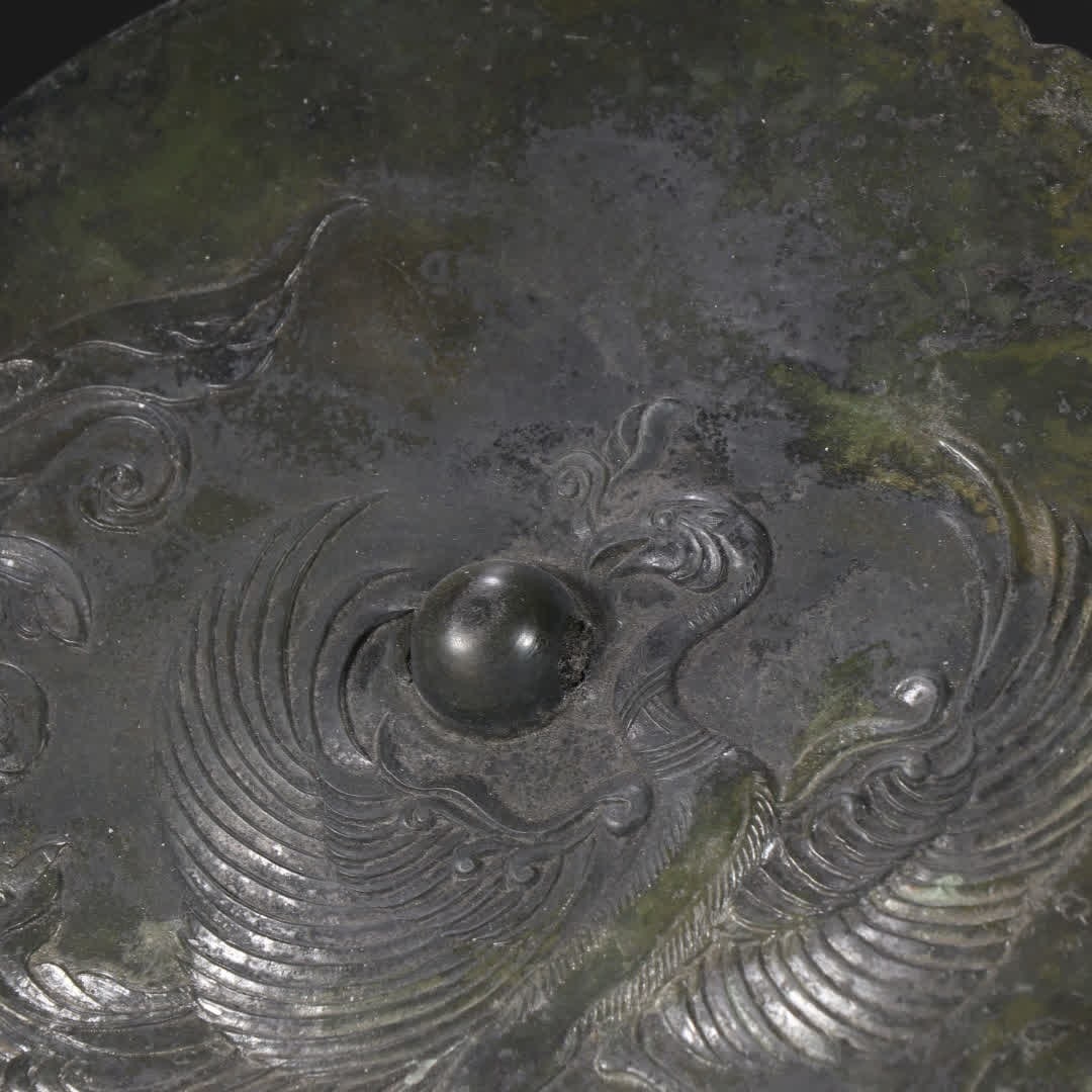 A Tang phoenix pattern bronze mirror - 6