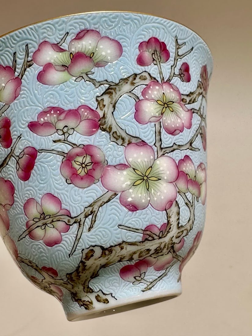 A Qianlong enamel flower cup - 6