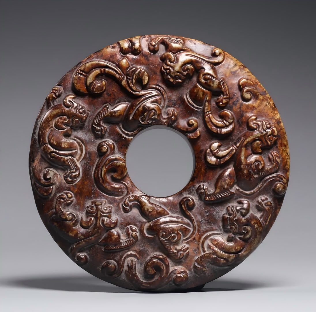 A piece of Han Dynasty Hetian jade dragon pattern jade (1 of 6)