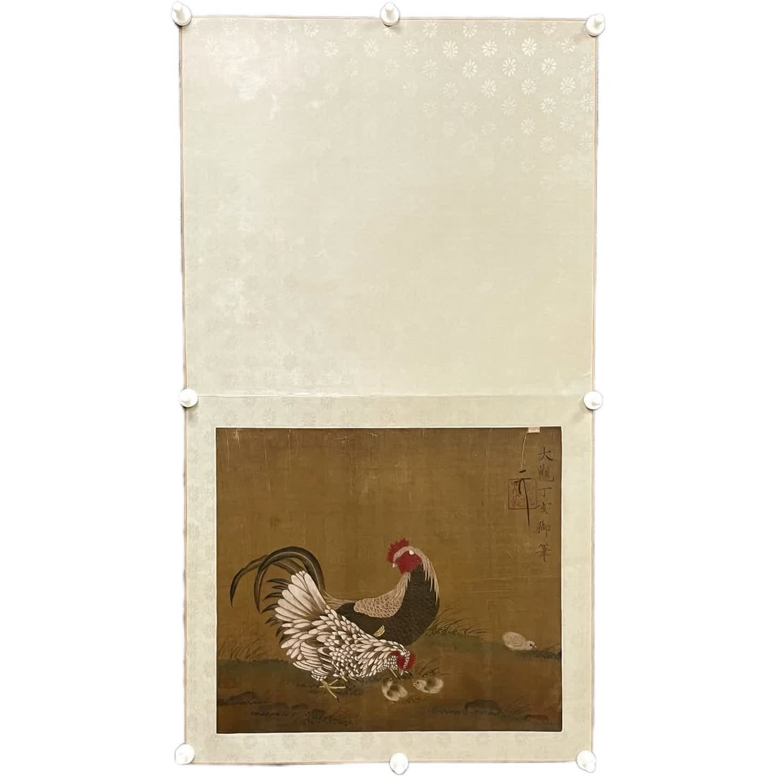 A sketch folding fan by Song Huizong Zhao Ji: Song Huizong Zhao Ji's sketch folding fan SIZE: Painting core38x34cm Overall 81x45cm (The Dimensions Of All Batches Are Manually Measured.If You Need More Detailed Information, Please Contact Our