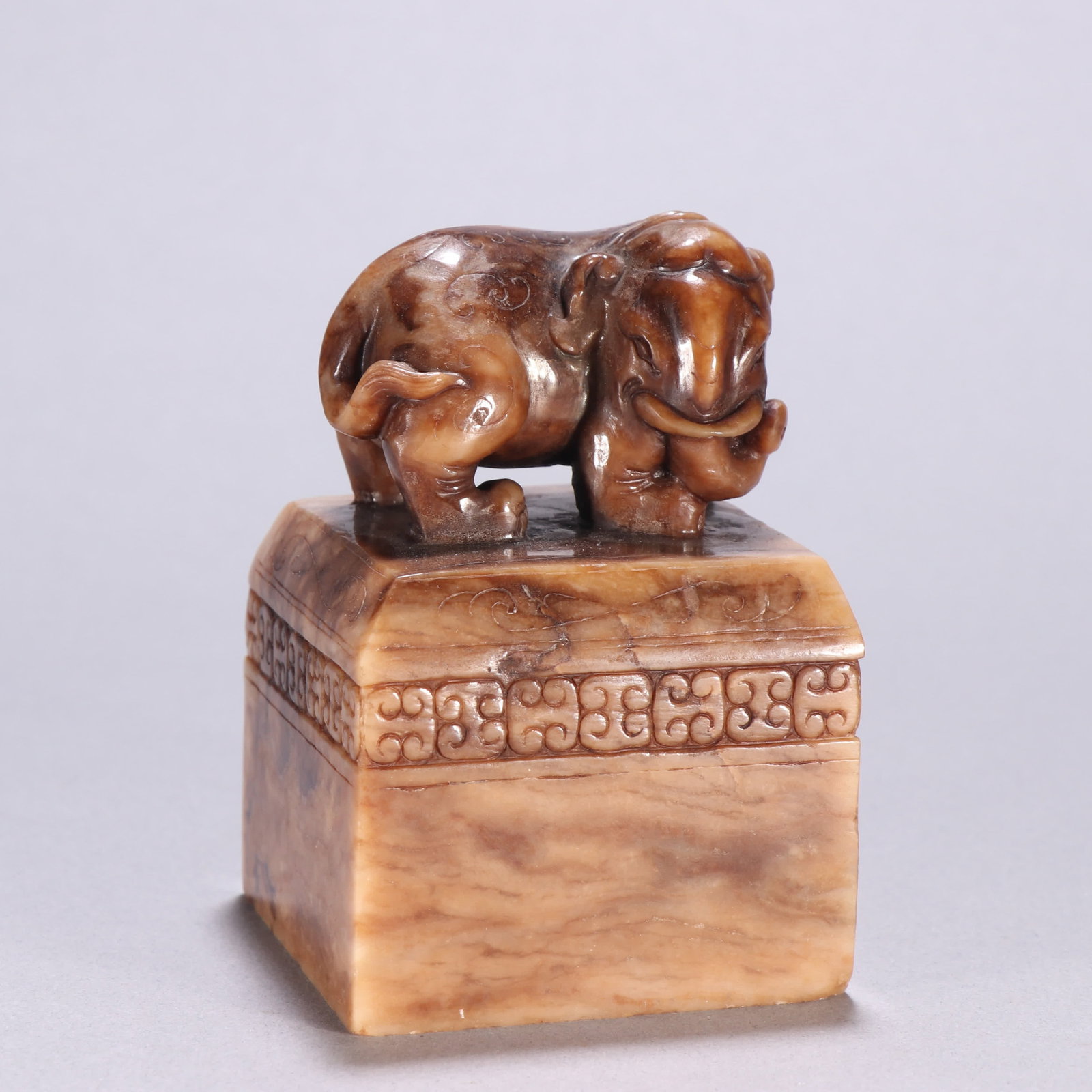 A Han Dynasty Hetian jade elephant button seal (1 of 9)
