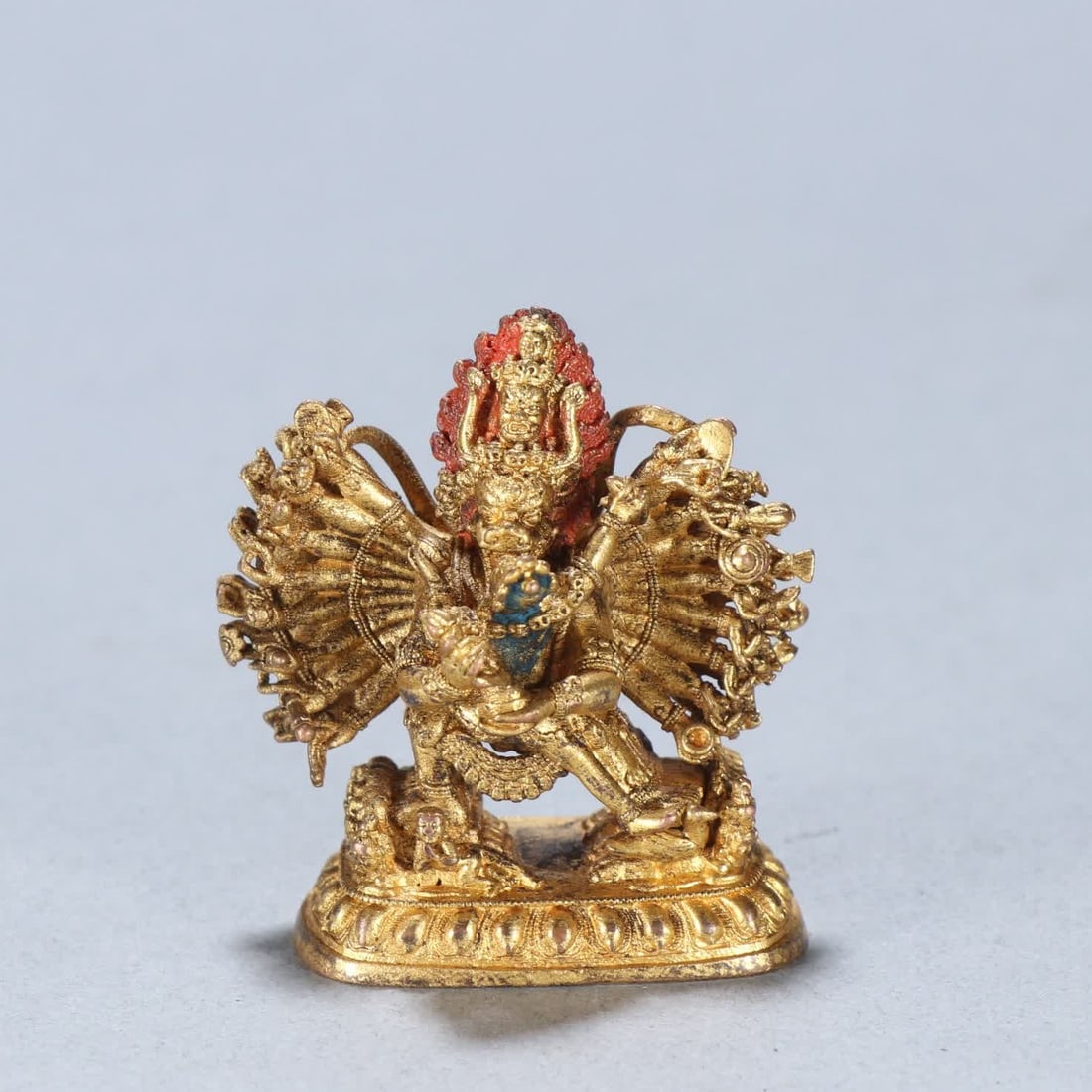 A Qing Dynasty copper-gilt Great Wei De Vajra inch Buddha (1 of 9)