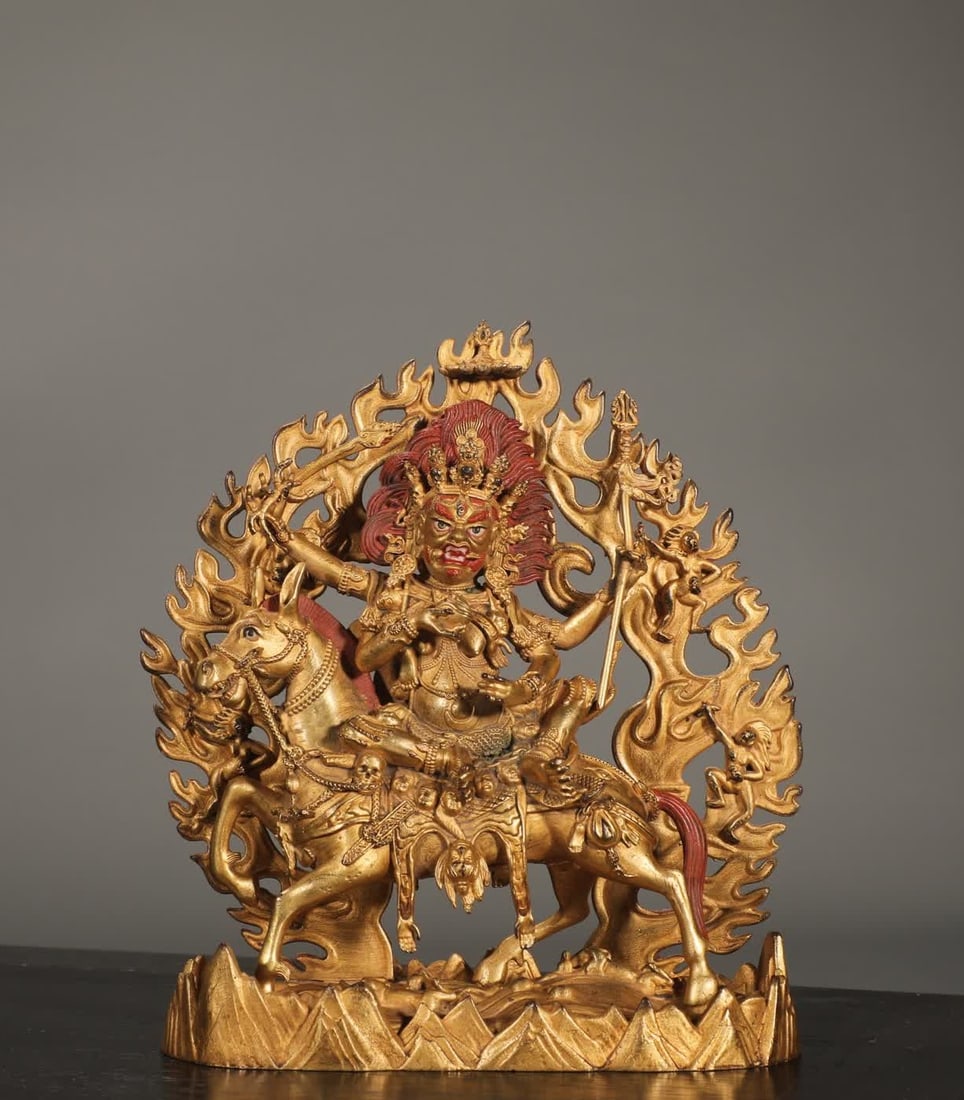 A Ming Dynasty bronze tire gilt auspicious Heavenly Mother statue (1 of 9)