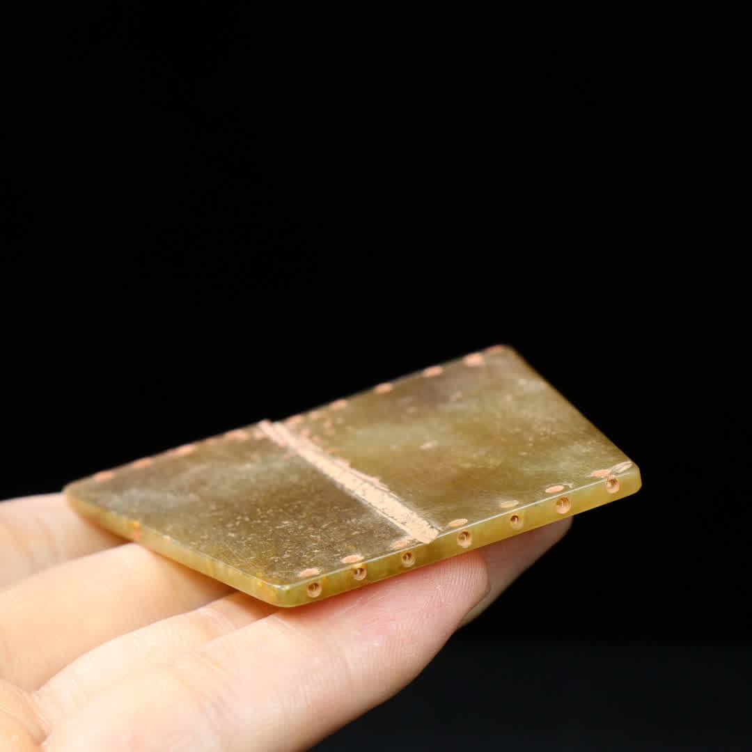A Han Dynasty jade dragon pattern trapezoidal pendant - 8
