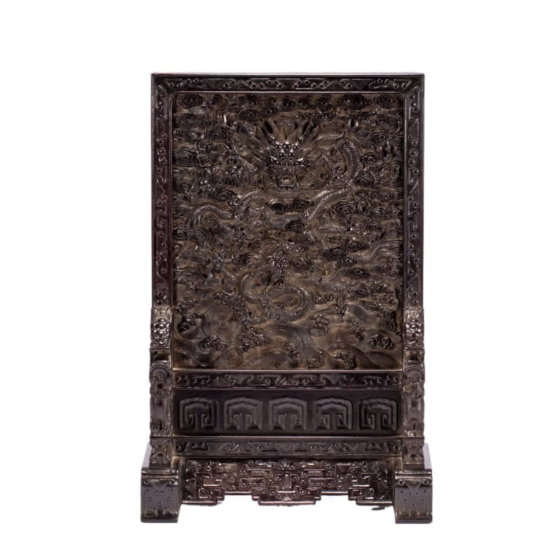 A Qing Dynasty rosewood dragon pattern interstitial screen (1 of 9)