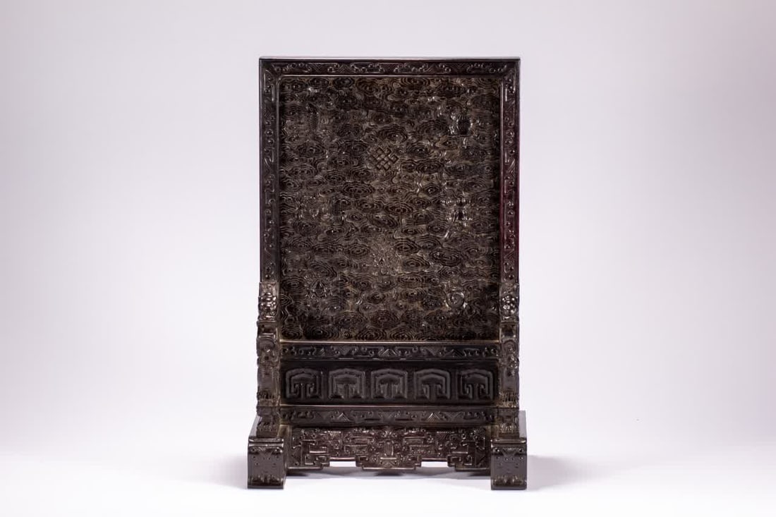 A Qing Dynasty rosewood dragon pattern interstitial screen - 6