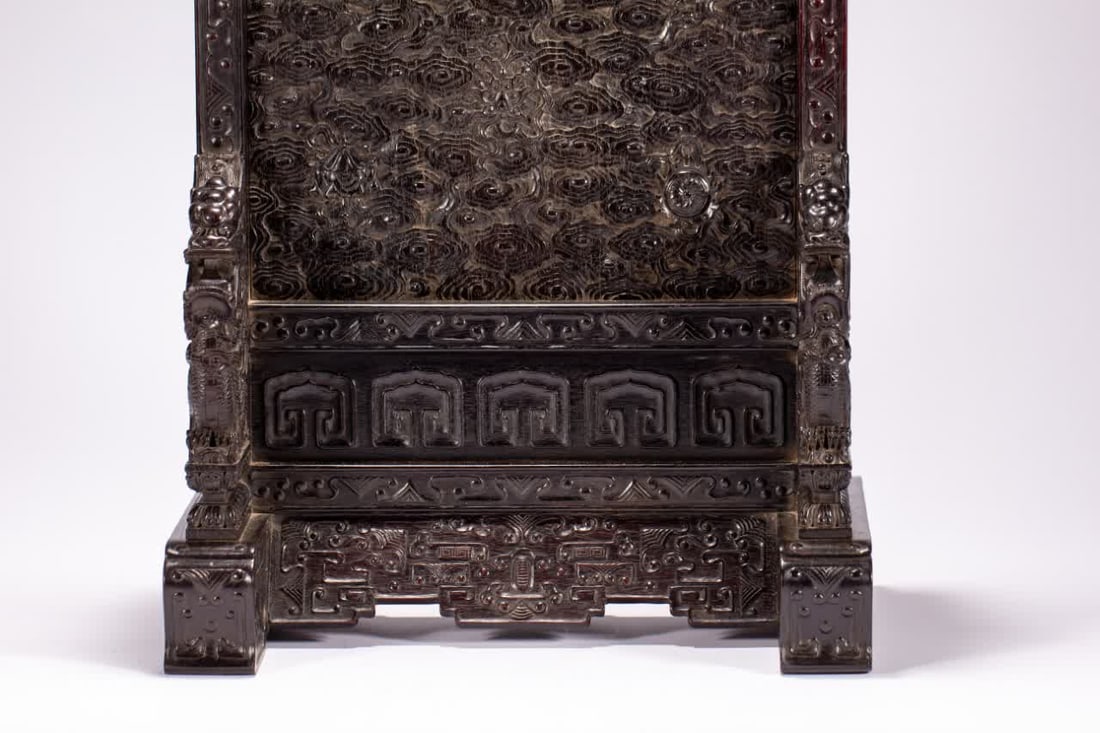 A Qing Dynasty rosewood dragon pattern interstitial screen - 8