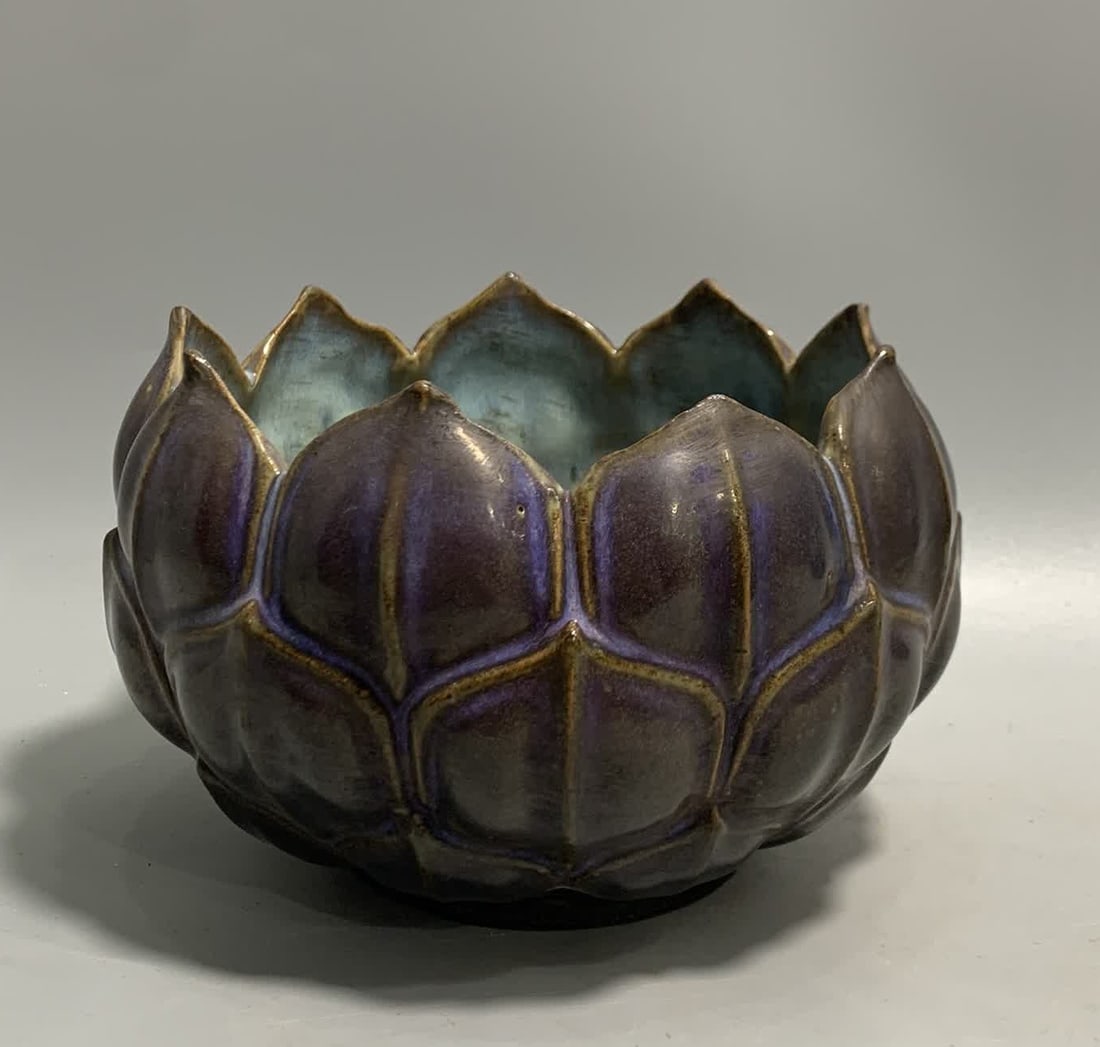 A piece of Song rose kiln purple flower mouth wash: Song rose kiln purple flower mouth wash SIZE: H:12cm D:15cm (The Dimensions Of All Batches Are Manually Measured.If You Need More Detailed Information, Please Contact Our Customer Service Before