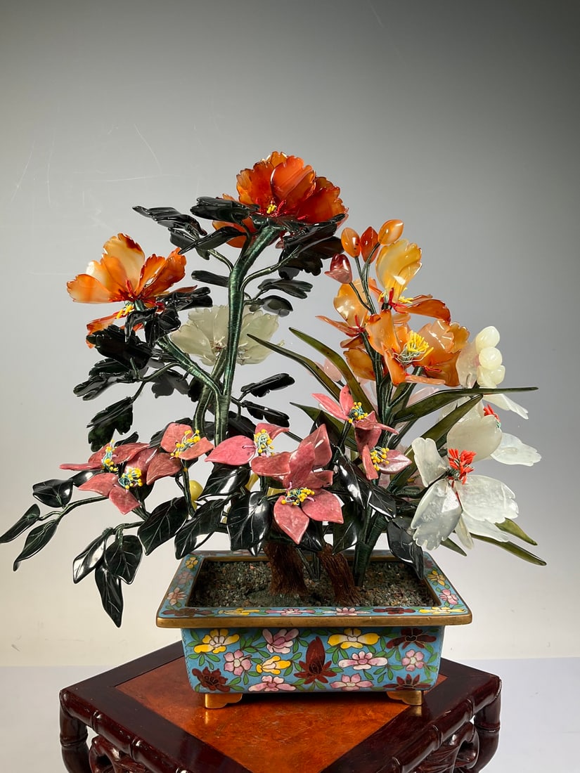 An Exquisite Cloisonne Flower Pattern Bonsai - 9