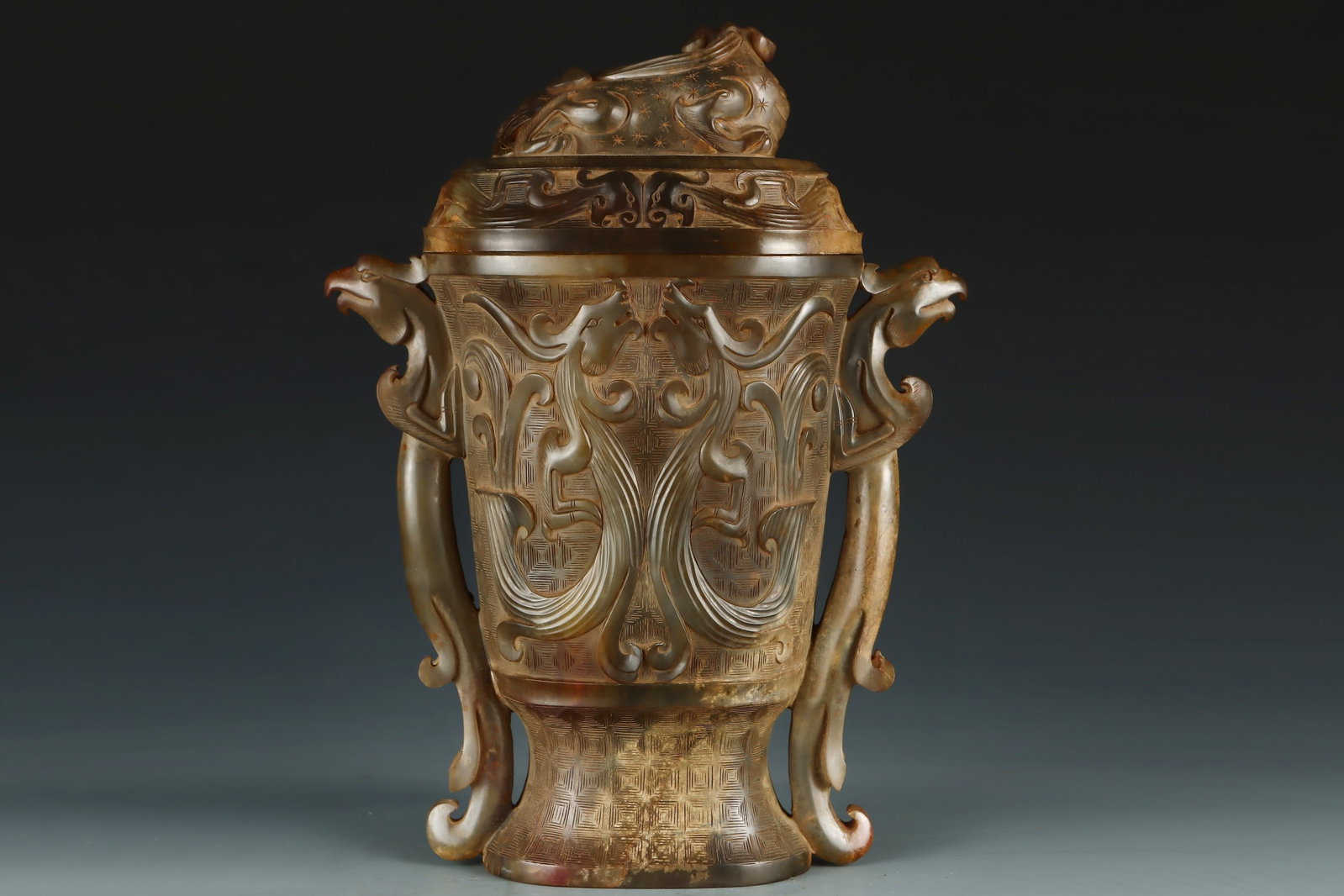 An Exquisite White Jade Dragon Pattern Double-Ears Bowl - 3