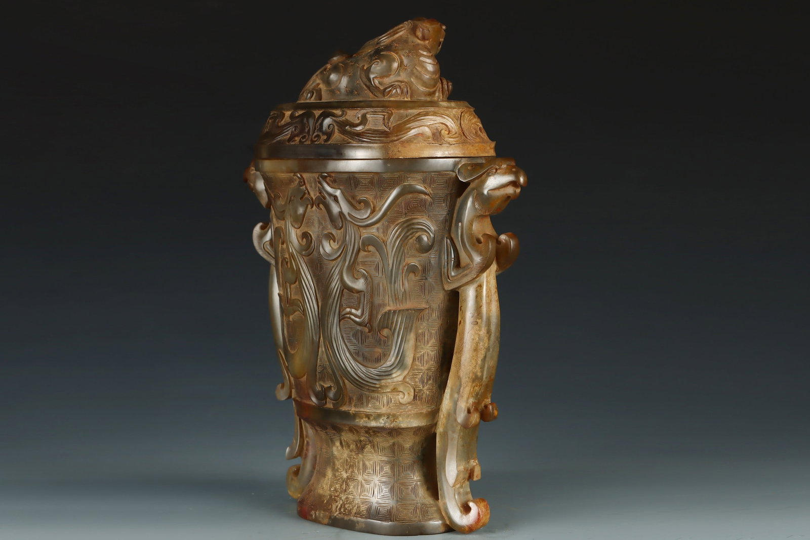 An Exquisite White Jade Dragon Pattern Double-Ears Bowl - 4
