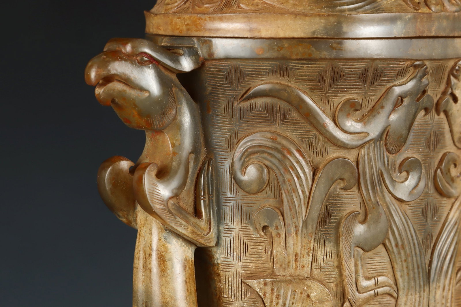 An Exquisite White Jade Dragon Pattern Double-Ears Bowl - 6