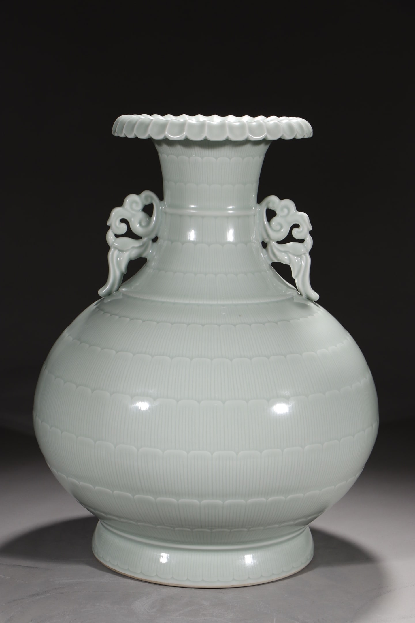 An Exquisite Celadon Glazed Double-Ears Vase