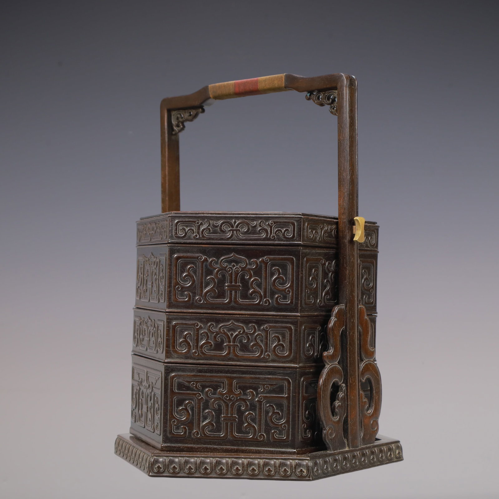 A Exquisite Zitanwood Lotus Pattern Box - 4
